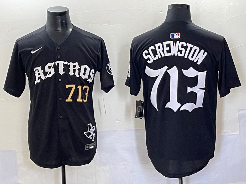 Men 2025 Houston Astros 713 Screwston Black Seven generations Joint Name Nike MLB Jersey style 6